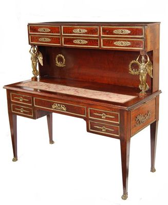 Appraisal: A French Empire style mahogany and gilt metal mounted bureau