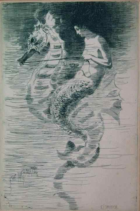 Appraisal: FREDERICK STUART CHURCH AMERICAN - THE MERMAID Etching x in