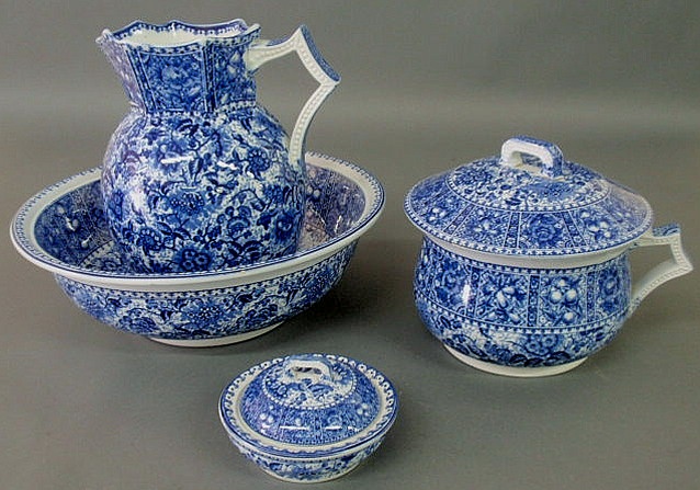 Appraisal: Foley Potteries Staffordshire chamber set with blue transfer decoration marked