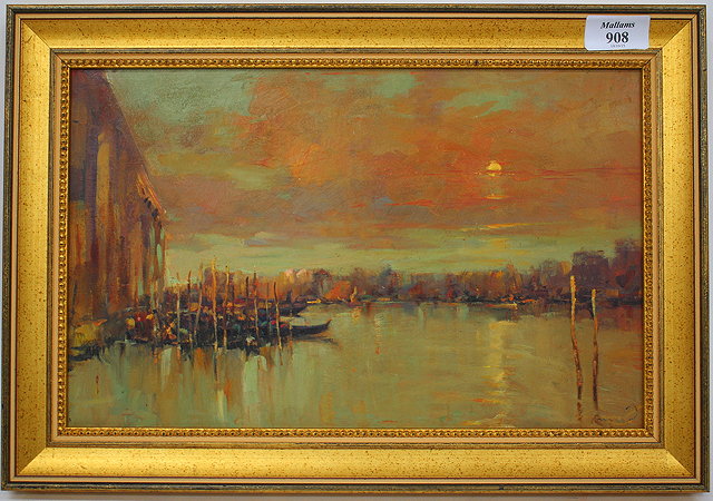 Appraisal: KEN MORONEY b 'Venetian Lagoon' signed lower right oil on