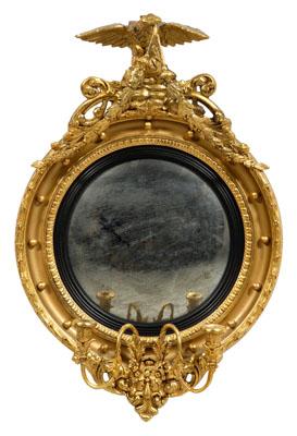 Appraisal: Federal carved and gilt wood girandole mirror carved and composition