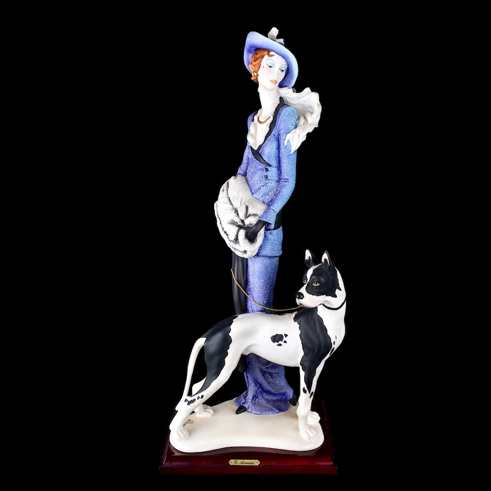 Appraisal: Giuseppe Armani Figurine Lady With Great Dane Giuseppe Armani Figurine