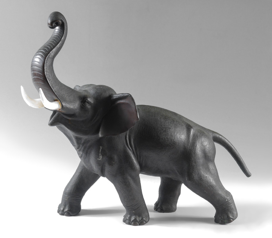 Appraisal: GOOD MEIJI BRONZE ELEPHANT SIGNED '' ht x '' length