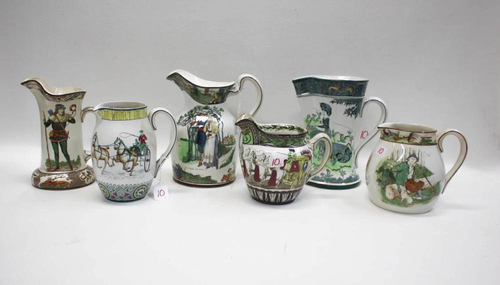 Appraisal: COLLECTION OF SIX BUFFALO POTTERY PITCHERS comprised of Pilgrim Gloriana