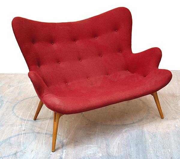 Appraisal: GRANT FEATHERSON R SETTEE RE-UPHOLSTERED IN RED NEW WOOL CM