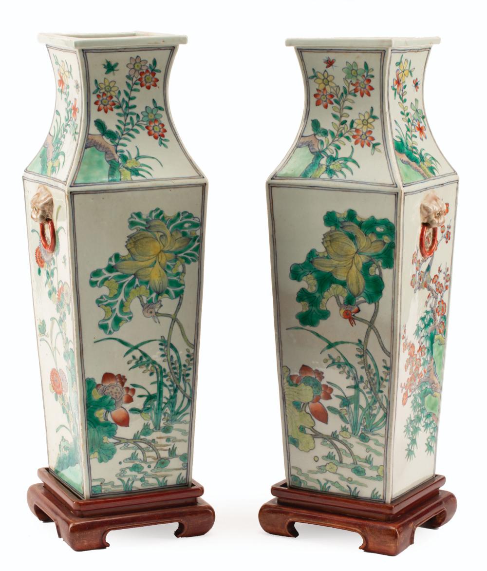 Appraisal: Pair of Large and Decorative Chinese Famille Verte Porcelain Square