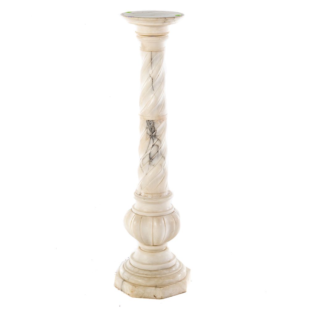 Appraisal: Italian White Marble Pedestal th th century inch round revolving