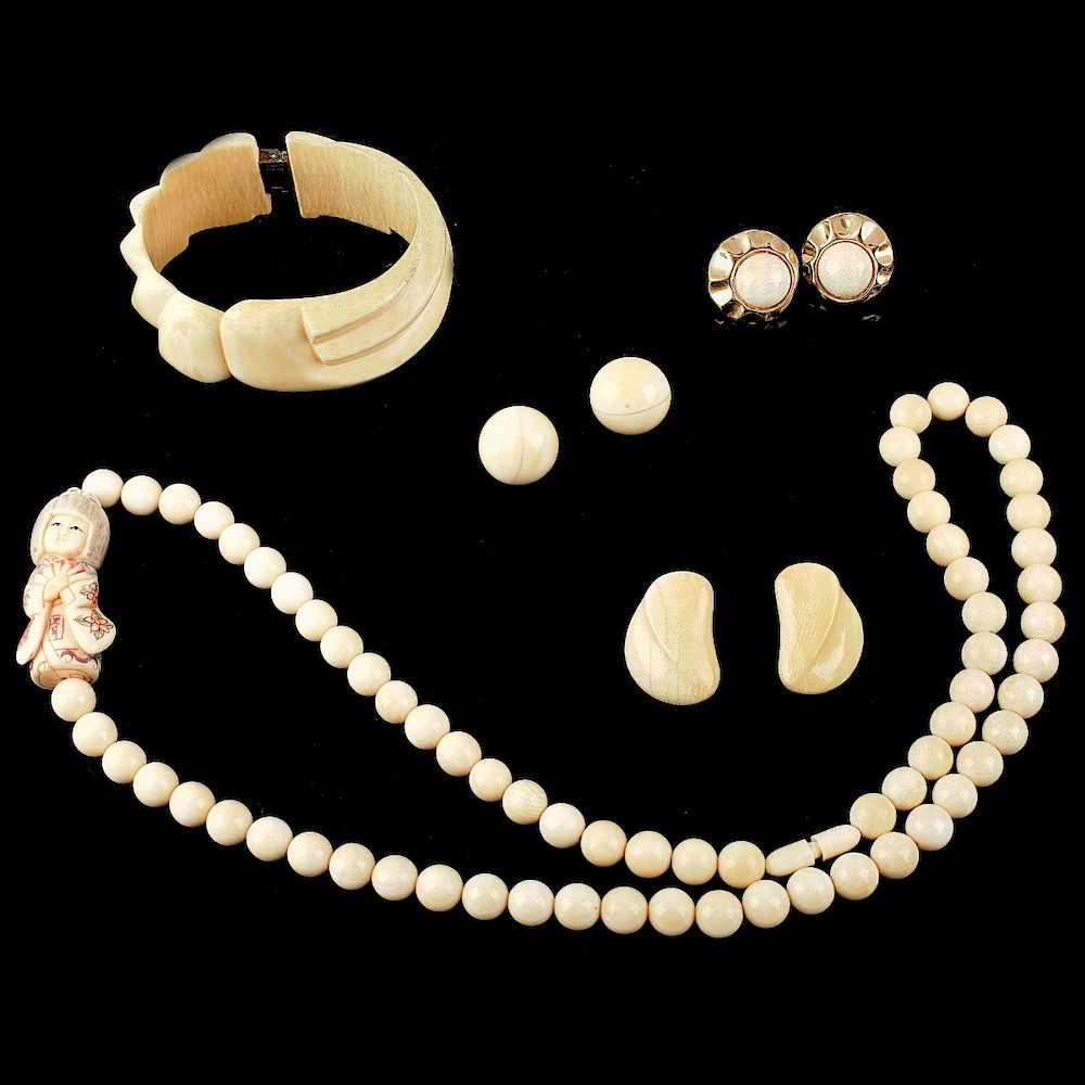 Appraisal: Vintage Ivory Jewelry Collection Vintage Ivory Jewelry Collection Including a