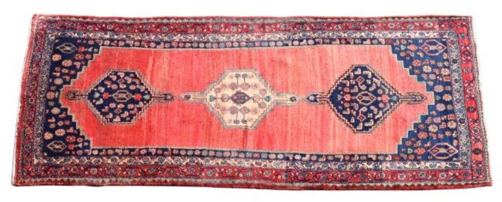 Appraisal: Hand-tied Persian Serapi runner approx ' l ' w Please