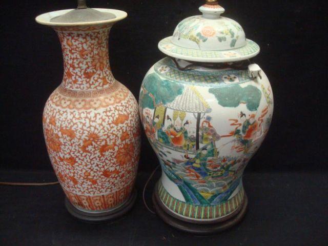 Appraisal: Asian Porcelain Lamps as is From a Bedford Hills home