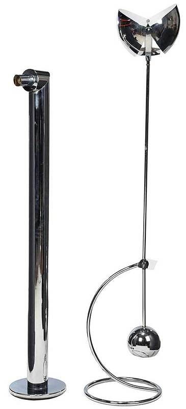 Appraisal: Two Mid Century Modern Chrome Floor Lamps mid th century