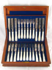 Appraisal: A fitted case of twelve pairs of Victorian silver fruit