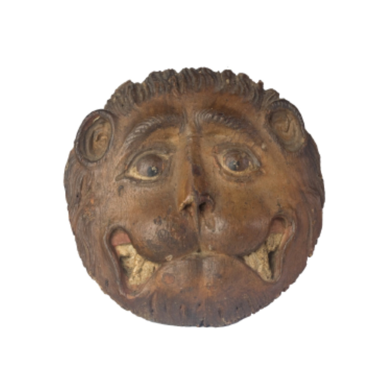 Appraisal: CARVED AND POLYCHROME-PAINTED WOODEN LION'S HEAD PLAQUE LATE NINETEENTH CENTURY