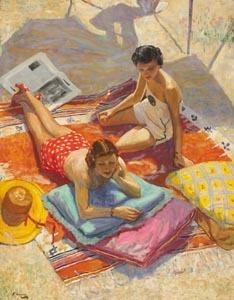 Appraisal: Sir John Lavery RA RHA RSA Sunbathers Oil on canvas