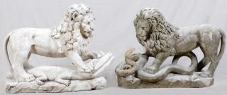 Appraisal: CARVED STONE GARDEN LIONS C TO EARLY TH C CARVED