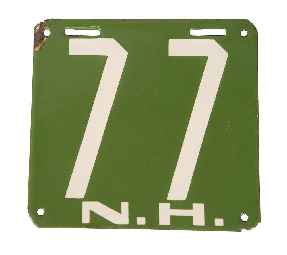 Appraisal: New Hampshire License Plate green and white enameled marked NH