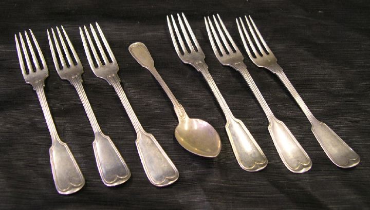 Appraisal: Group of Seven Pieces of Continental Silver French Thread Flatware