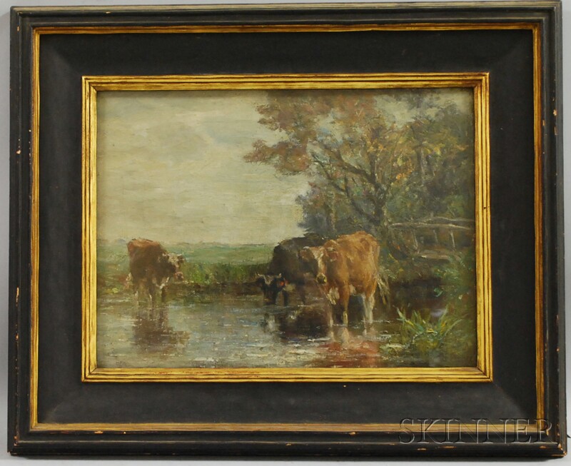 Appraisal: Charles Franklin Pierce American - Cows Watering Signed CF Pierce