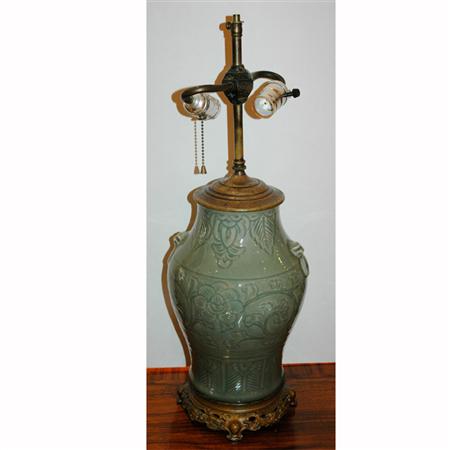 Appraisal: Celadon Glazed Porcelain Lamp Estimate -