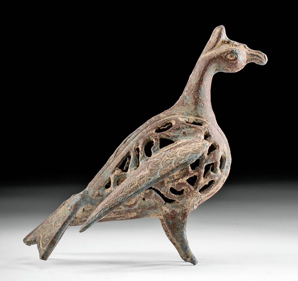 Appraisal: th C Persian Seljuk Brass Censer - Standing Bird Western