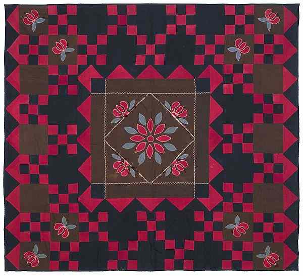 Appraisal: Lancaster Pennsylvania wool appliqu quilt late th c x