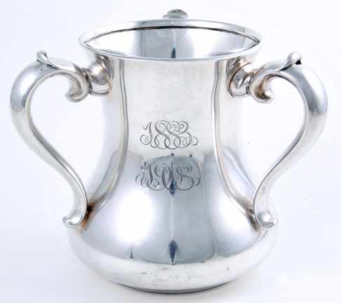 Appraisal: Tiffany Co sterling loving cup circa triple-handle vasiform cup with