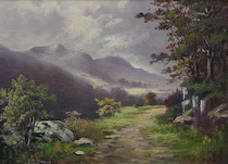 Appraisal: J B Rennie Possibly John Barrie Rennie Mountain Landscape Oil