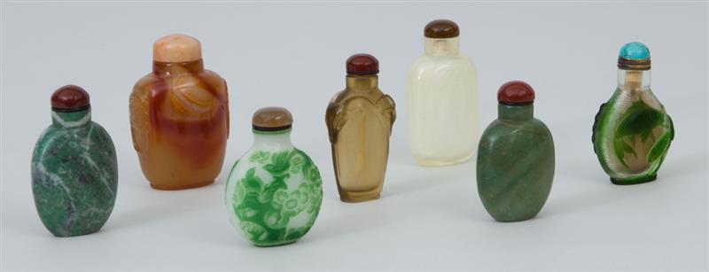 Appraisal: Group of Seven Chinese Snuff Bottles Comprising an agate snuff