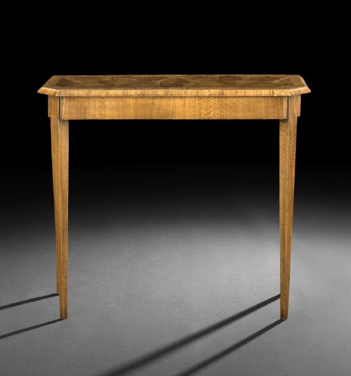 Appraisal: English Mahogany and Burl Wood Side Table the banded canted