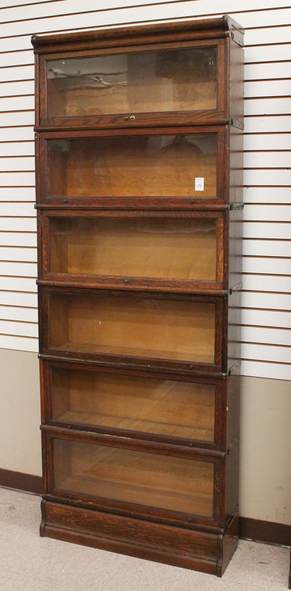 Appraisal: SIX-SECTION STACKING OAK BOOKCASE American c H x W x