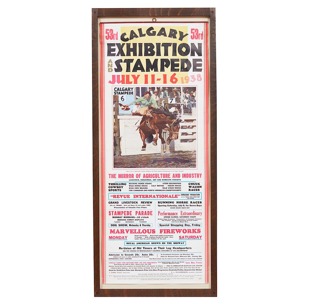 Appraisal: Calgary Stampede Poster Framed poster of the Calgary Exhibition and