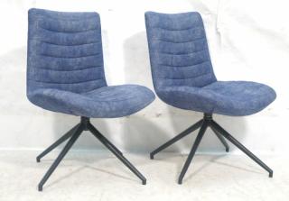 Appraisal: Pr Italian Modern Faux Denim Side Chairs Swivel base on