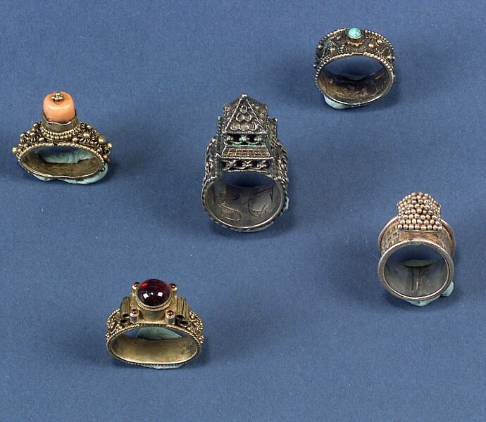 Appraisal: Group of Five Rings th and th century silver marriage