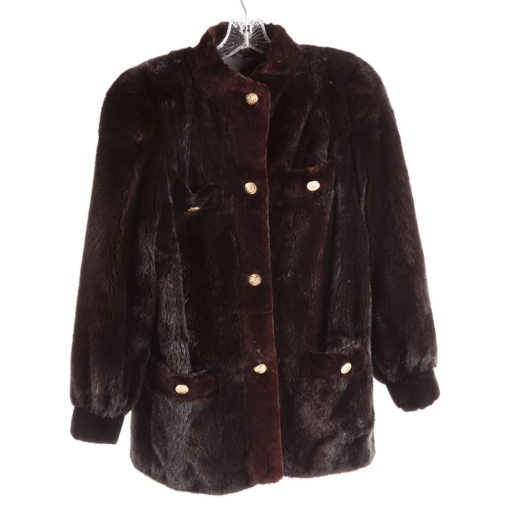 Appraisal: Ladies Black Mink Three Quarter Length Coat With brown sheared