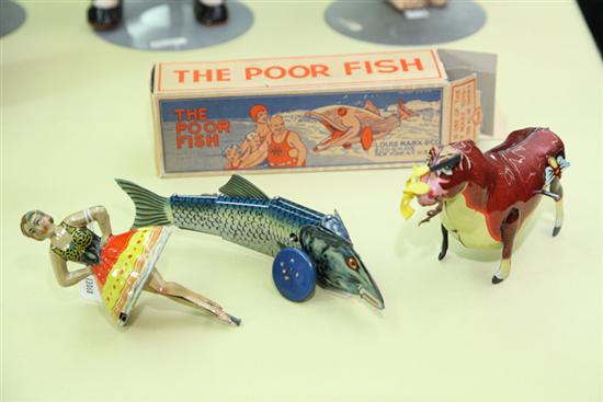 Appraisal: THREE MARX TIN WIND UP TOYS ''The Poor Fish'' in