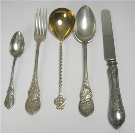 Appraisal: A collection of Continental white metal flatware to include tablespoons