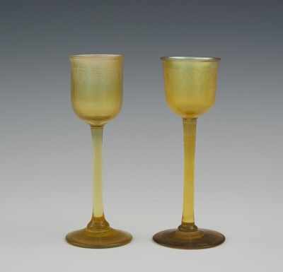 Appraisal: A Pair of Signed Tiffany Favrile Glass Cordials Two elegant