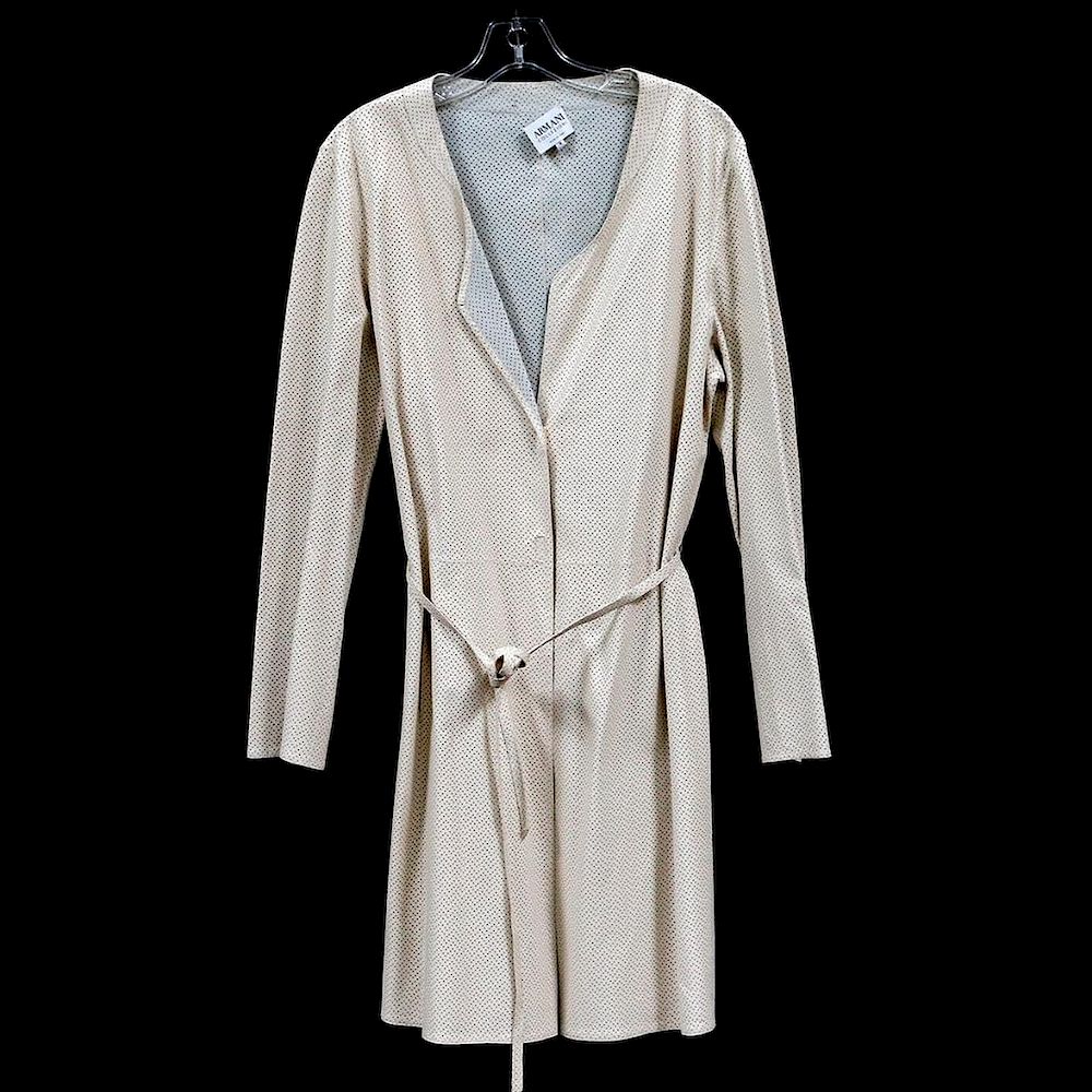 Appraisal: Vintage Armani Collection Leather Trench Coat Circa s ivory belted