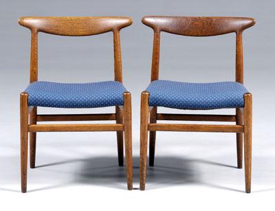 Appraisal: Pair Hans Wegner chairs oak and other mixed woods blue