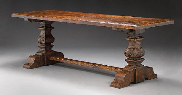 Appraisal: A Renaissance style hardwood refectory table The rectangular top raised