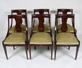 Appraisal: Set of six mahogany dining chairs curved backs and sides