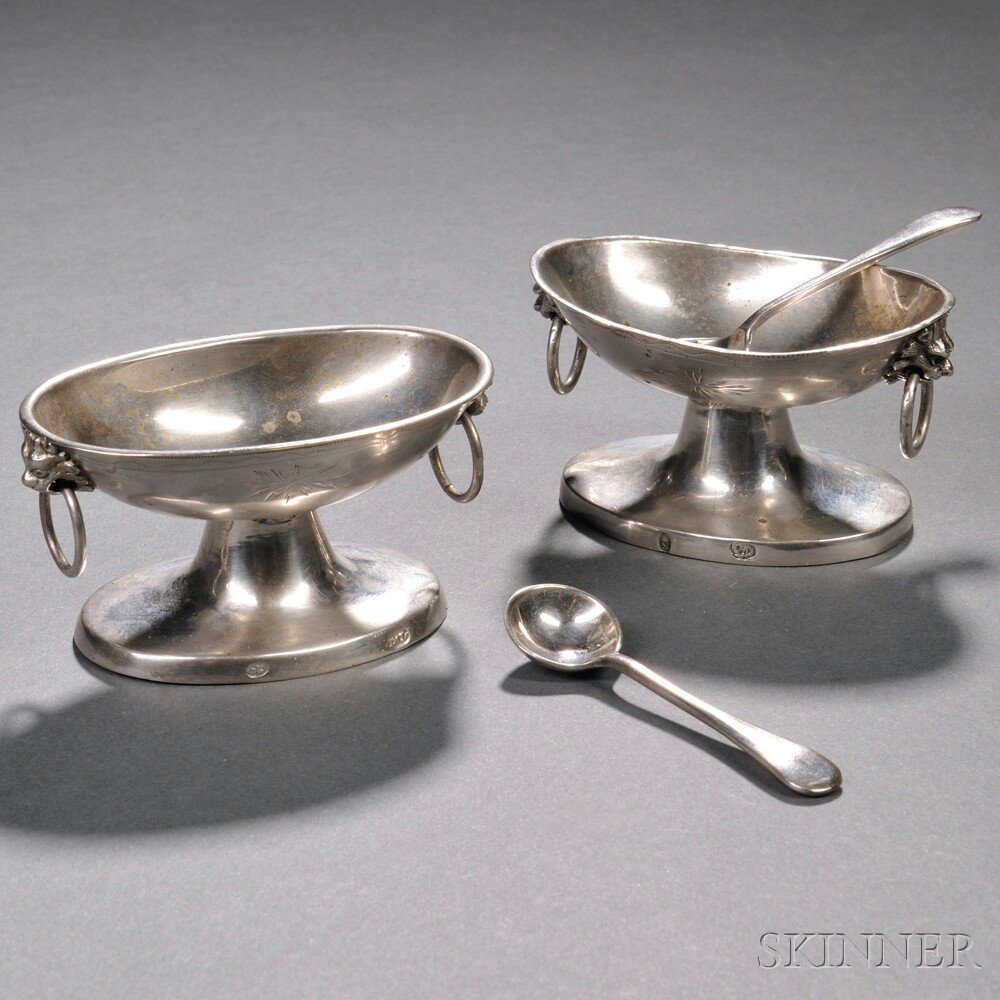 Appraisal: Pair of Silver Salts Continental unidentified marks each oval with