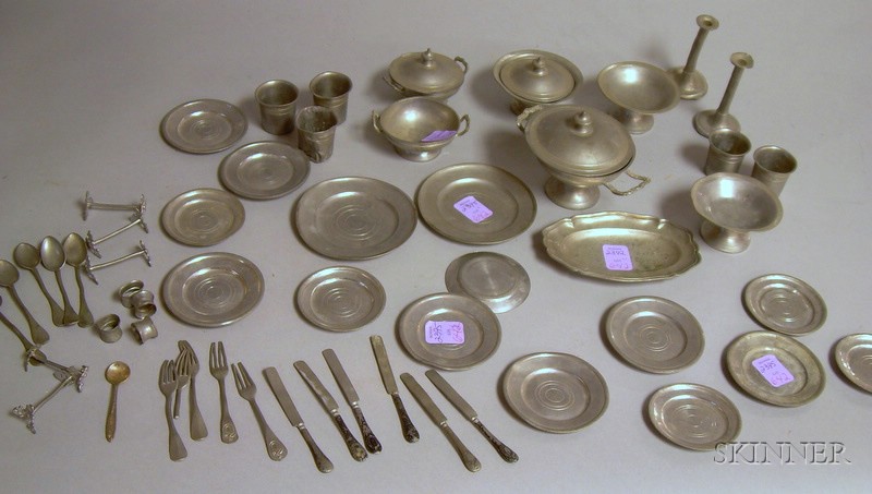 Appraisal: Doll's Pewter Dinner Service late th early th century plates