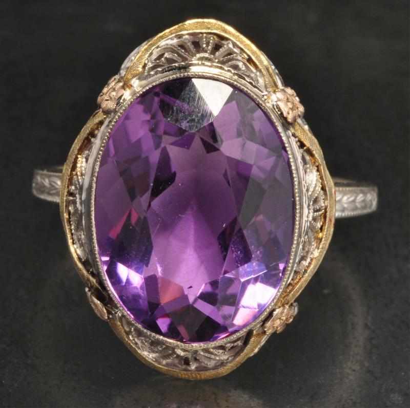 Appraisal: K Tri-Color Gold Amethyst Ring Description Amethyst ct Condition Excellent