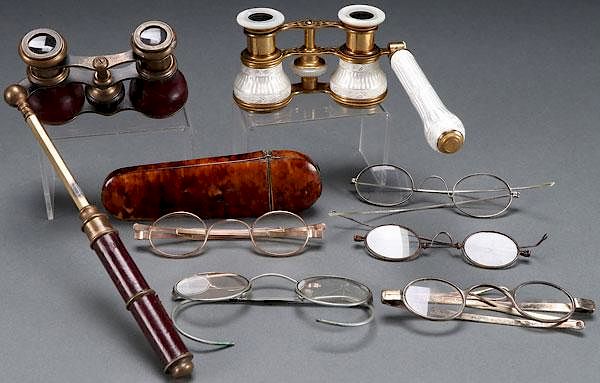 Appraisal: EARLY GOLD EYEGLASS OPTICS GROUP AN INTERESTING GROUP OF OPTICS