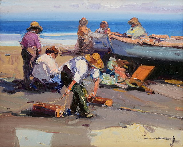 Appraisal: Gabriel Casarrubios Spanish b Spanish fishermen on the beach signed