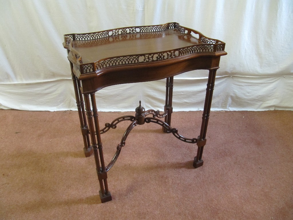 Appraisal: A reproduction Chinese style tray top table the tray decorated