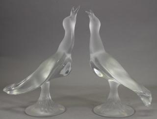 Appraisal: Signed French Lalique Gulls Signed French Lalique Gulls Signed on