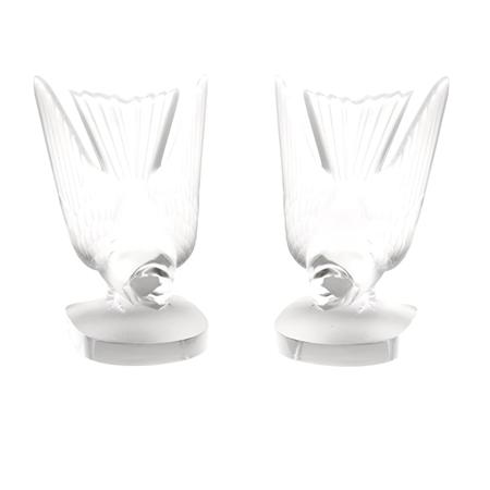 Appraisal: Pair of Lalique Molded Glass Hirondelle Bookends Estimate -