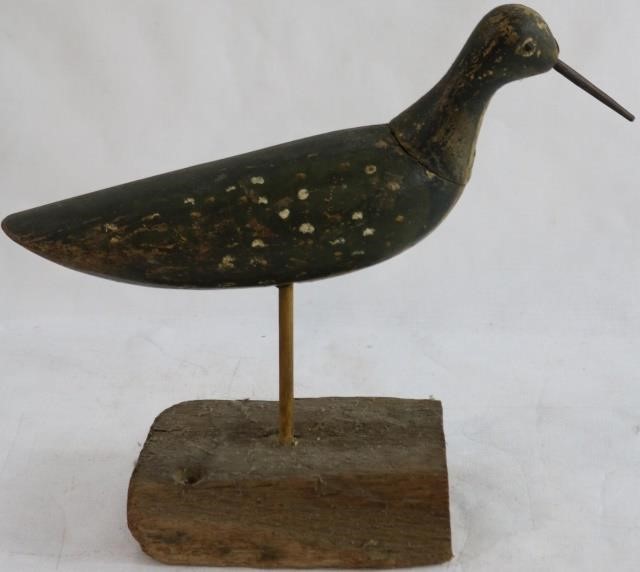 Appraisal: SHOREBIRD DECOY PRIMITIVE GOLDEN PLOVER THCENTURY BANANA SHAPE BODY BALEEN